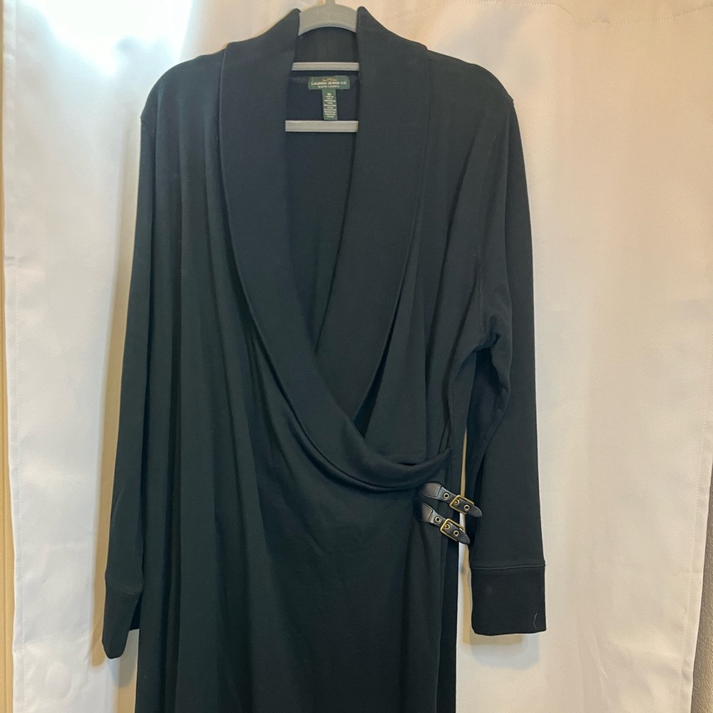 Ralph Lauren Jeans plus wrap dress black 3x. “Sweatshirt” feel and design.